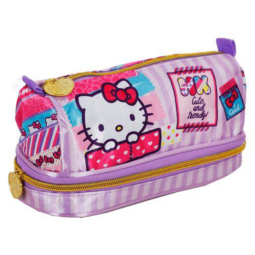Estojo Escolar Infantil Xeryus Hello Kitty Washi Pink Duplo