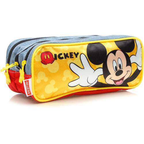 Estojo Infantil Sestini 3 Compartimentos 16y Amarelo Mickey