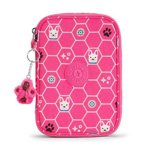 Estojo Kipling 100 Pens Rosa Pink Dog Tile K0940567B