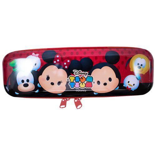 Estojo Metal Vermelho Mickey Minnie Tsum Tsum 6x3.5x19cm - Disney