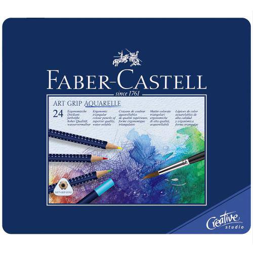 Estojo Metálico de Lápis Art Grip Aquarelavel Faber Castell com 24 Cores - Ref 114224