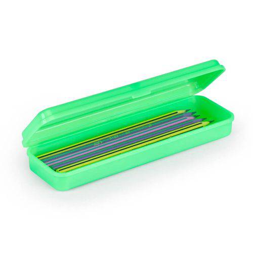 Estojo Plástico Plus Neon Verde Waleu