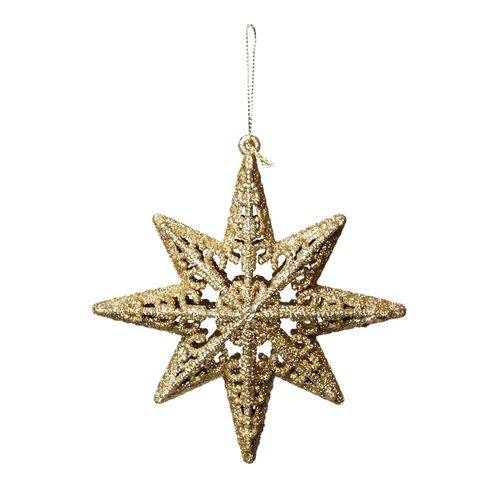 Estrela C/oito Pontas P/pendurar Enfeite Árvore de Natal 1 Pçs Dourado