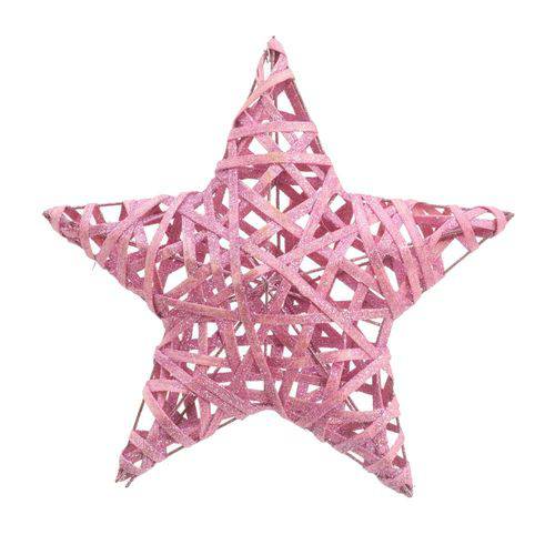 Estrela Decoração Natal 30cm Rosa