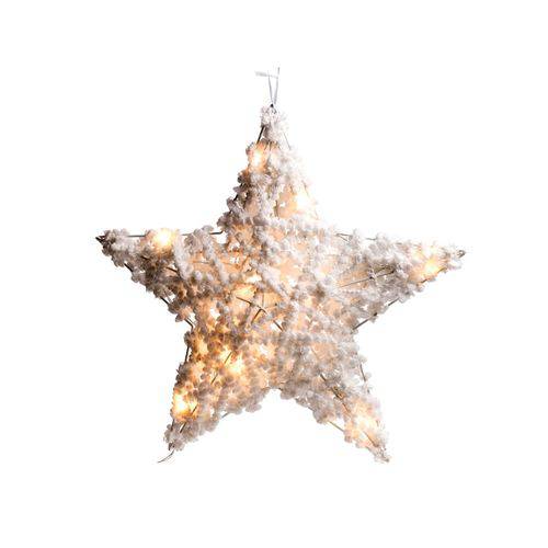 Estrela Decoração Natal Fios Algodão com Luz 40cm