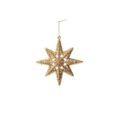 Estrela Decoração Natal P/pendurar Árvore 13cm Ouro