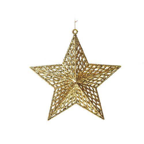Estrela Decoração Natal P/pendurar 22cm Ouro