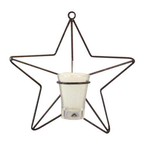 Estrela M 23 Cm Porta Vela Branca Arandela Decorativa Parede