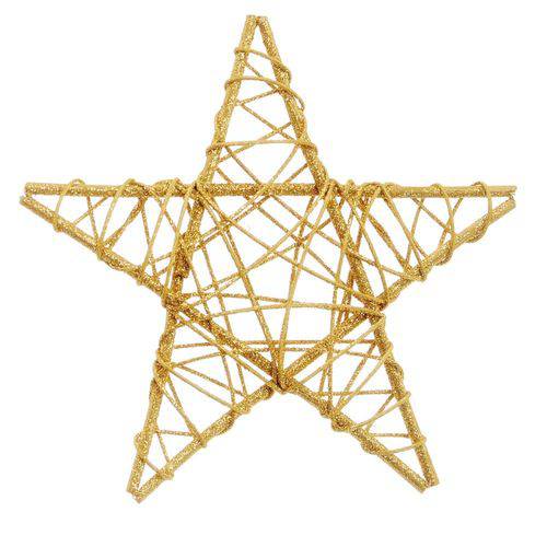Estrela Rattan Decoração Natal 20Cm Dourado