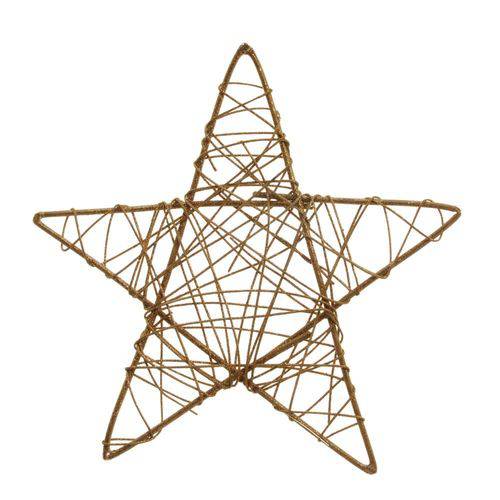 Estrela Rattan Decoração Natal 35cm Dourado