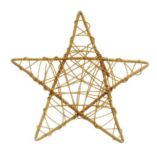 Estrela Rattan Decoração Natal 25cm Dourado