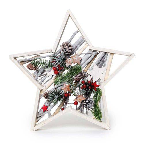 Estrela Rústica Decoração Natal Natural 38cm