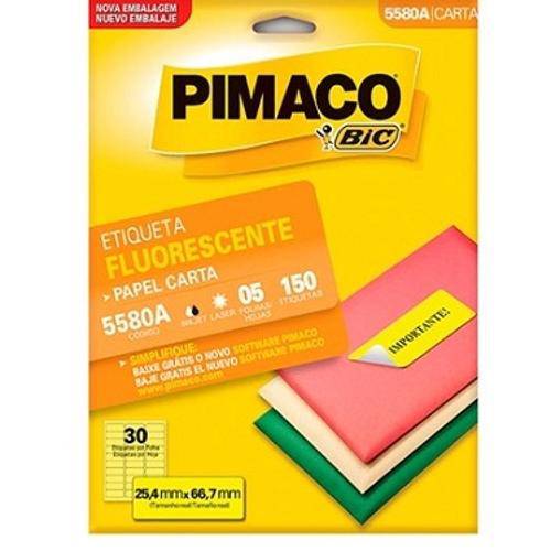 Etiqueta 5580-A Fluorescente Amarelo 25,4x66 Cartela C/ 150 - Pimaco