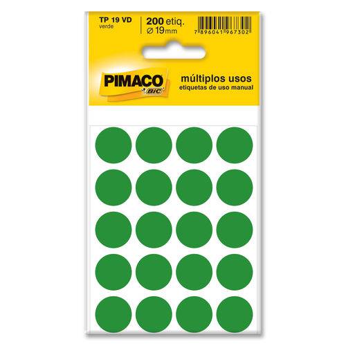 Etiqueta Adesiva Pimaco Identificacao - Tp 019 Mm 200 Un Verde TP19 VERDE