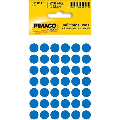 Etiqueta Adesiva Redonda com 210 Unidades TP12 Azul - Pimaco