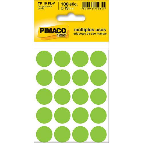 Etiqueta Adesiva Redonda com 100 Unidades TP19 Verde - Pimaco