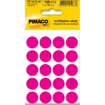 Etiqueta Adesiva Redonda Tp-19fl-m 19mm Rosa - Pimaco Pimaco