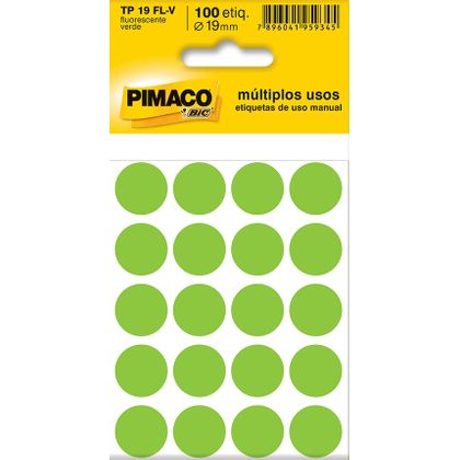 Etiqueta Adesiva Redonda Tp-19fl-v 19mm Verde- Pimaco Pimaco