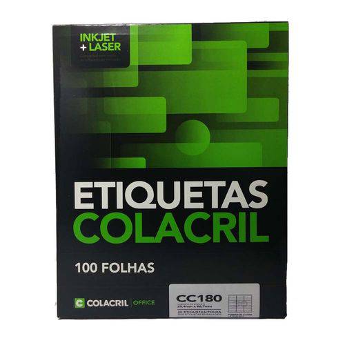 Etiqueta Carta Cc180 25,4x66,7mm Colacril 100 Folhas