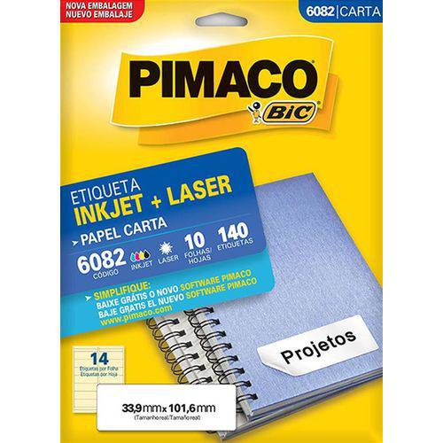 Etiqueta Ink-jet/laser Carta 6082 33,9 X 101,6 Mm com 140 Pimaco