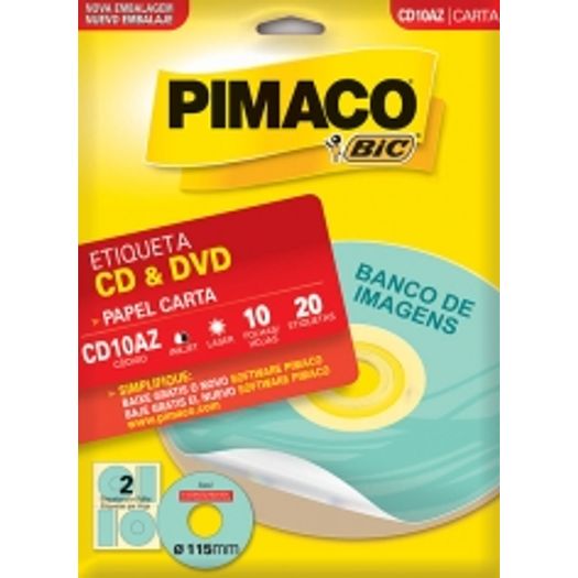 Etiqueta Inkjet/Laser Carta CD10az CD/DVD 20 Unidades Pimaco