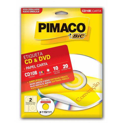 Etiqueta Jato para CD 10 Folhas Glossy CD001BR Pimaco