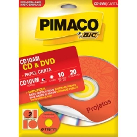 Etiqueta Laser Inkjet Carta CD10vm CD/DVD 20 Unidades Pimaco