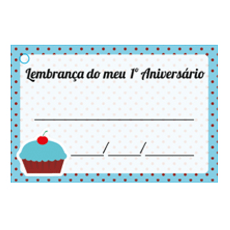 Etiqueta Lembrança 1º Aniversário Cupcake Azul