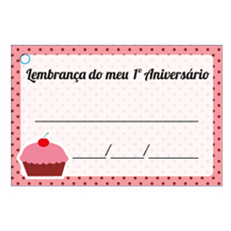 Etiqueta Lembrança 1º Aniversário Cupcake Rosa