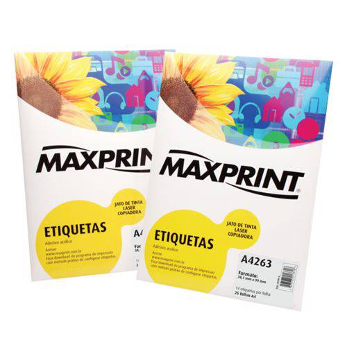 Etiqueta para Impressora a Laser com 100 Folhas 38,1x63,5 493454 - Maxprint