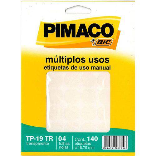 Etiqueta para Lacre Tp-19 Transparente 19 Mm com 100 Etiquetas Pimaco