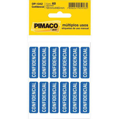 Etiqueta para Marcacao Confidencial Adesiva C/05 Fls. Pimaco Ct.c/60