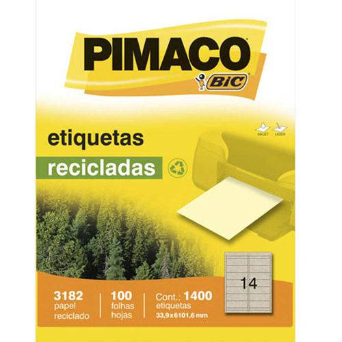 Etiqueta Pimaco 3182 Papel Reciclado Carta Caixa com 100 Folhas