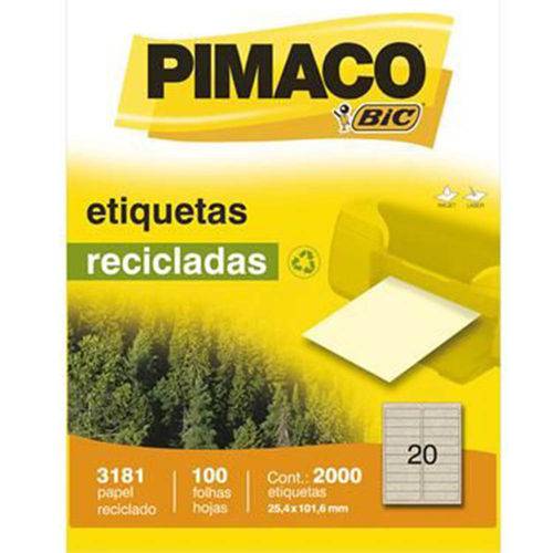 Etiqueta Pimaco 3181 Papel Reciclado Carta Caixa com 100 Folhas