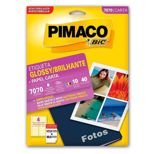 Etiqueta Pimaco 7070 Glossy com 10 Folhas Cartela 127x88,9