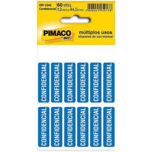 Etiqueta Pimaco Autoadesiva "confidencial" 60 Un. 13x44,5mm Op-1342 15898