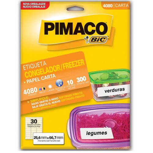 Etiqueta Pimaco Congelamento 4080 - 200 Etiquetas - 25,4 X 66,7 Mm