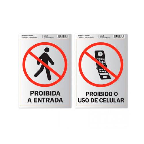 Etiqueta Pimaco Sinalização 14x19 "proibida a Entrada / Proibido Celular"