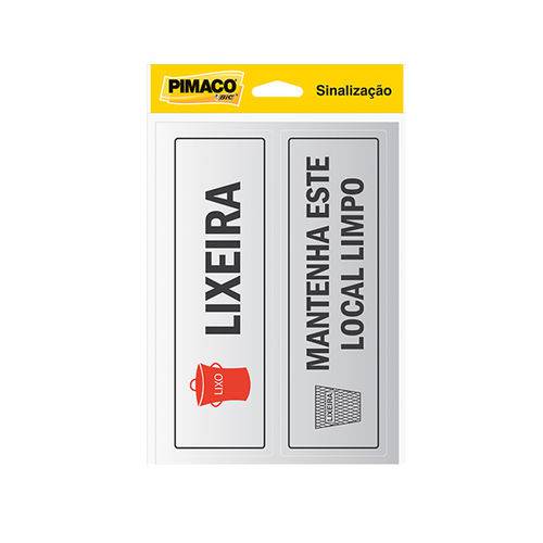 Etiqueta Pimaco Sinalização 6,5 X 20cm - "lixeira / Mantenha Local Limpo"
