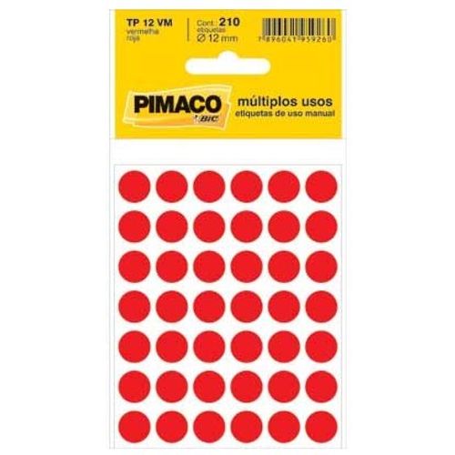 Etiqueta Pimaco Tp-12 Cor Pl 5 Fls Vermelha 1007853