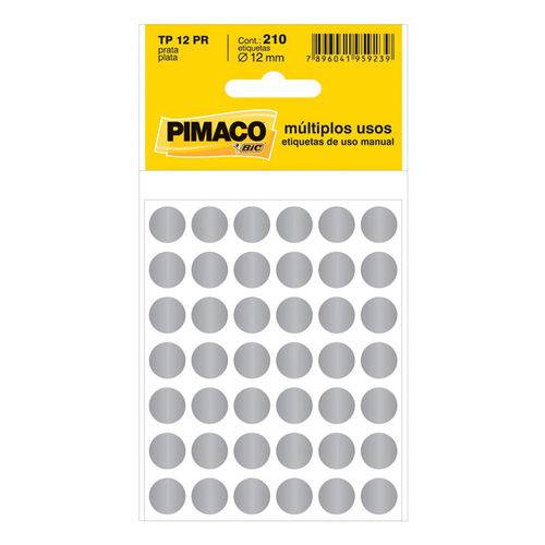 Etiqueta Pimaco Tp 12 Prata (5 Folhas 210-etiquetas)