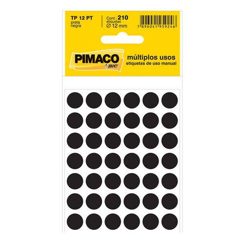 Etiqueta Pimaco Tp 12 Preta (5 Folhas 210-etiquetas)
