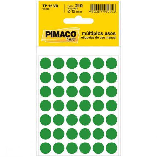 Etiqueta Pimaco Tp 12 Vd Verde Redonda 14659