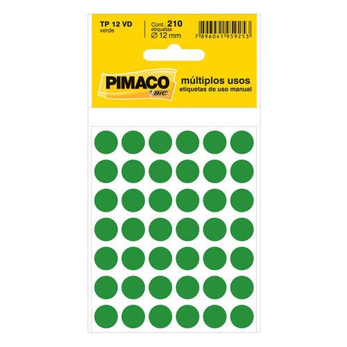 Etiqueta Pimaco Tp 12 Verde (5 Folhas 210-etiquetas)