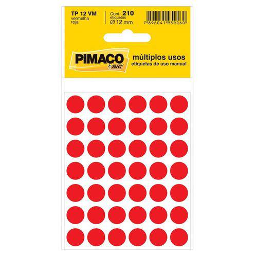 Etiqueta Pimaco Tp 12 Vm Vermelha 14431