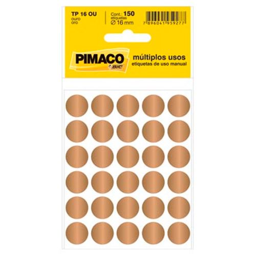 Etiqueta Pimaco Tp-16 Cor Pl 5 Fls Ouro 1009566