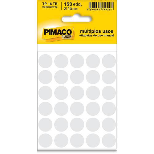 Etiqueta Pimaco Tp-16 Transparente - 5 Folhas