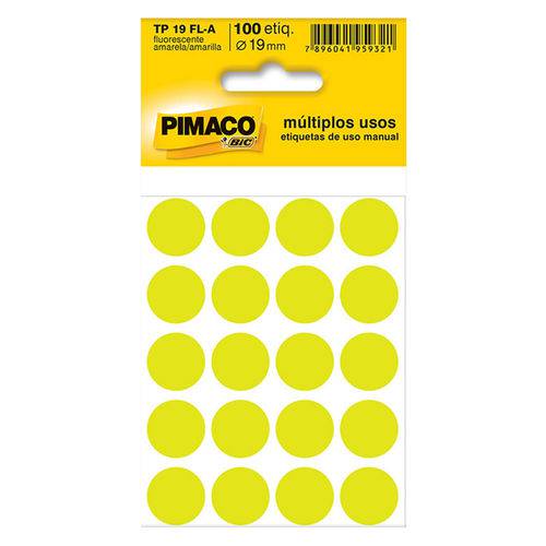 Etiqueta Pimaco Tp 19 Amarelo Fluorescente (5 Folhas 100-etiquetas)