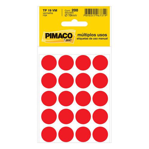 Etiqueta Pimaco Tp 19 Vermelha (10 Folhas 200-etiquetas)