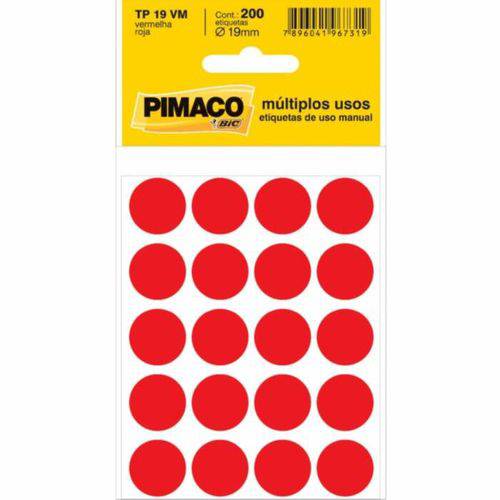 Etiqueta Pimaco Tp 19 Vm Vermelha Redonda 15245